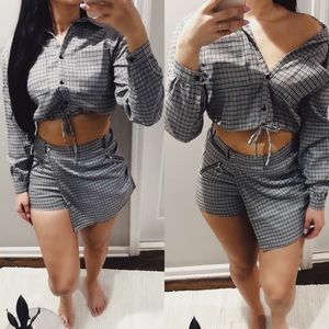 Plaid Crop Top and Skirt Set